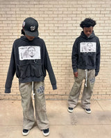 Gothic Fashion Hip Hop Personality Oversized Hoodie Women Y2K Double P