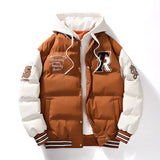 Winter Jacket Men's Two-piece  Hooded Cotton College Style Large Size Warm Baseball Varsity Jacket