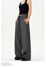 men women streetwear fashion loose casual belt wide leg suit pant boyfriend straight trousers baggy pants unique default style 2360
