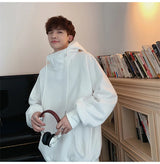 Autumn Turtleneck Fleece Hoodies Men 2024 New High Street Oversize Pullover Hoodie Unisex Y2K Vintage Hooded Sweatshirts Clothes