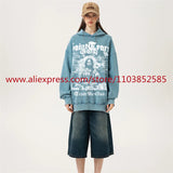 2024 New Vintage Letter Printed Mens Hooded Sweatshirt Long Sleeved Cl