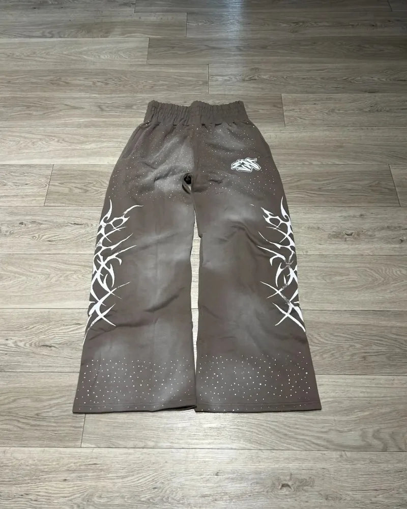 y2k american high street brand fashion loose floor length pants men harajuku retro gothic punk printed oversized trousers women unique default style 3780