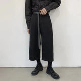 mens pants y2k dark gothic style belt casual pants autumn streetwear fashion straight wide leg cropped pants mens clothing 2024 clean everyday pants