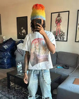 Anime Graphic tee – Y2K Streetwear Gothic Trend Letter Print Letter T Shirt Mens