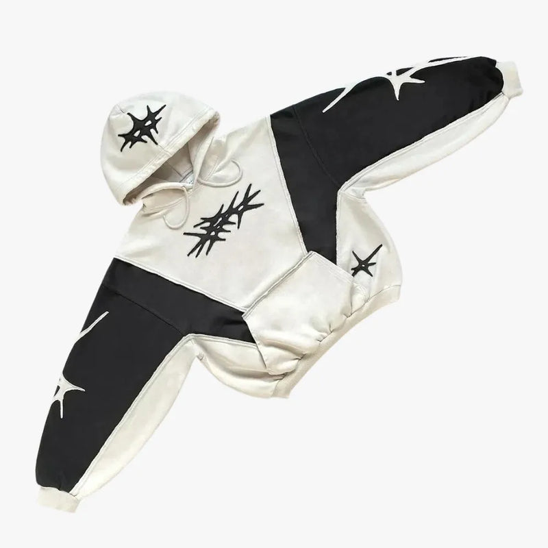 Skatercore Fit – Y2K Gothic Hoodie Loose Splicing Hoodies Women Geometric – Streetwear Fashion for Men & Women