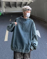 Autumn Korean Denim Coats Stand Collar Denim Sweatshirt Jacket High St