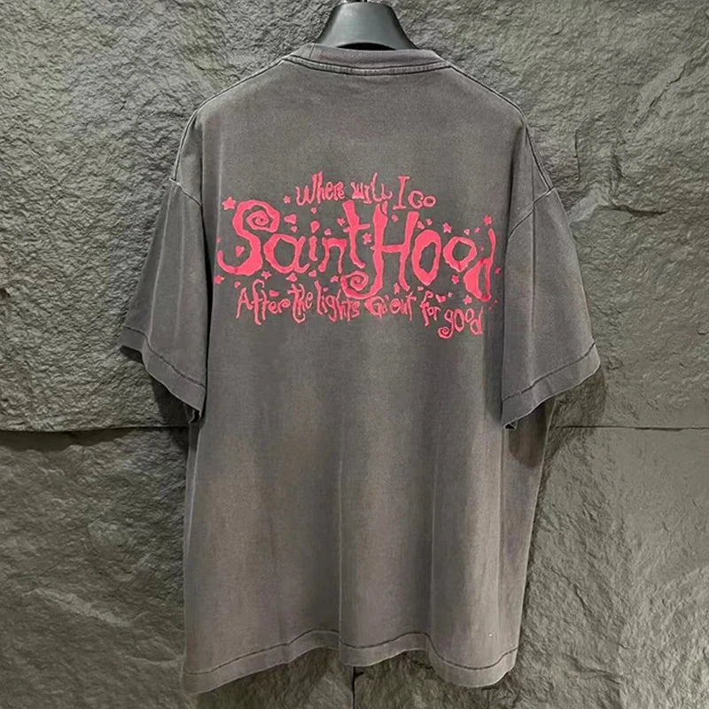 Sadcore T-Shirt – Saint T Shirt Men Woman Summer Good Quality O Neck Loose Let – Urban Streetwear for Men & Women