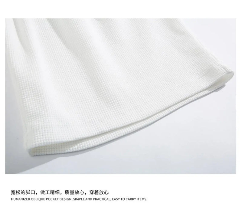 korean sports shorts men new summer hot style loose casual waffle five point pants teenagers solid color versatile niche pants unique shorts style 2121