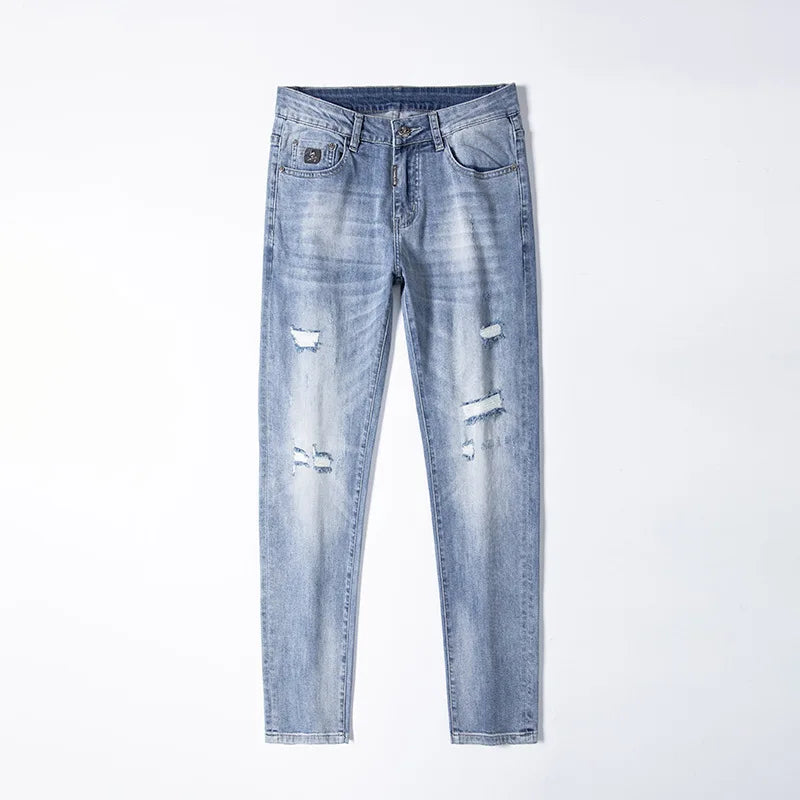 high 2023 new classical pirate metal skull bone luxurious embroidered jeans cotton denim pants comfort casual jeans 28 38 204 unique jeans style 6097