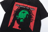 skatercore vintage t-shirt featuring new summer 24ss vintage retro portrait printing high street cotton casual loose tops t shirt pullover