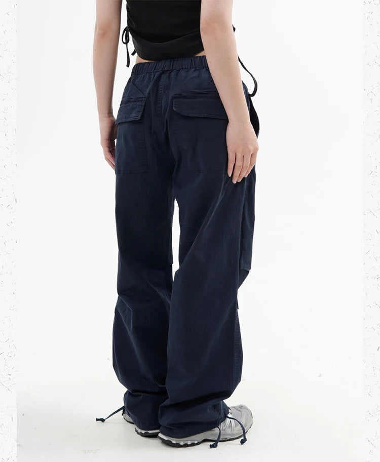 knee fold baggy pants unisex casual elastic waist straight trousers streetwear fashion drawstring women men hip hop y2k joggers unique joggers style 1267