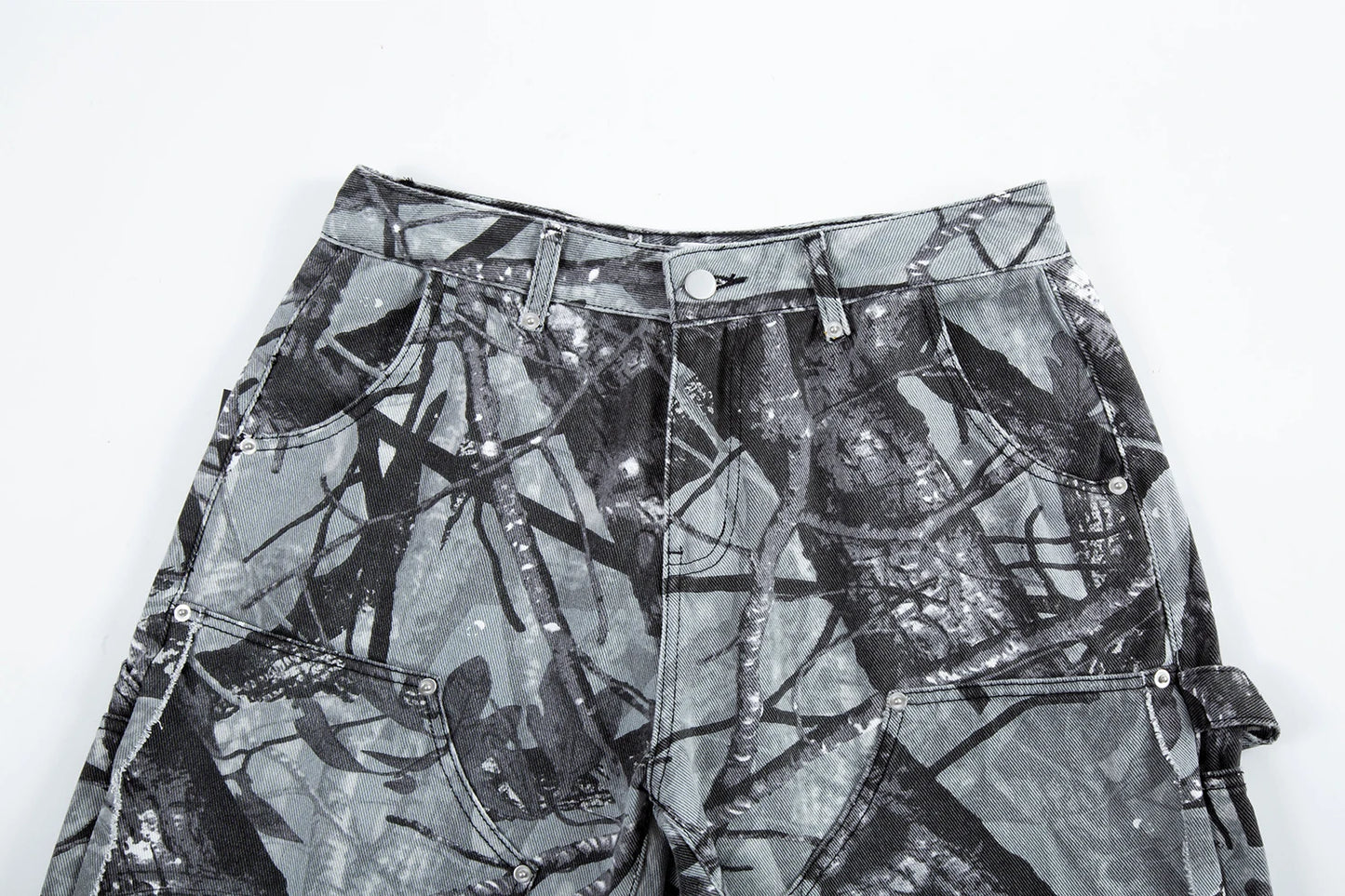 full branches trees camouflage cargo shorts for men and women straight patchwork baggy summer knee length pants oversized unique cargo style 4565