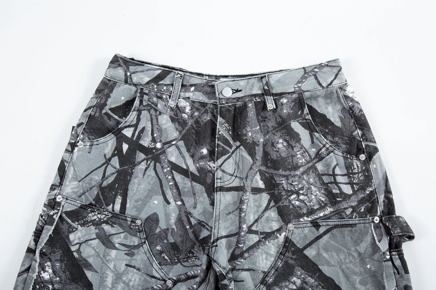 full branches trees camouflage cargo shorts for men and women straight patchwork baggy summer knee length pants oversized unique cargo style 4565