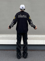 hip hop knitted sweater men letter fire pattern o neck pullover streetwear casual loose sweater unisex harajuku jumpers knitwear unique limited edition hoodie, streetwear fashion hoodie, aesthetic street look hoodie