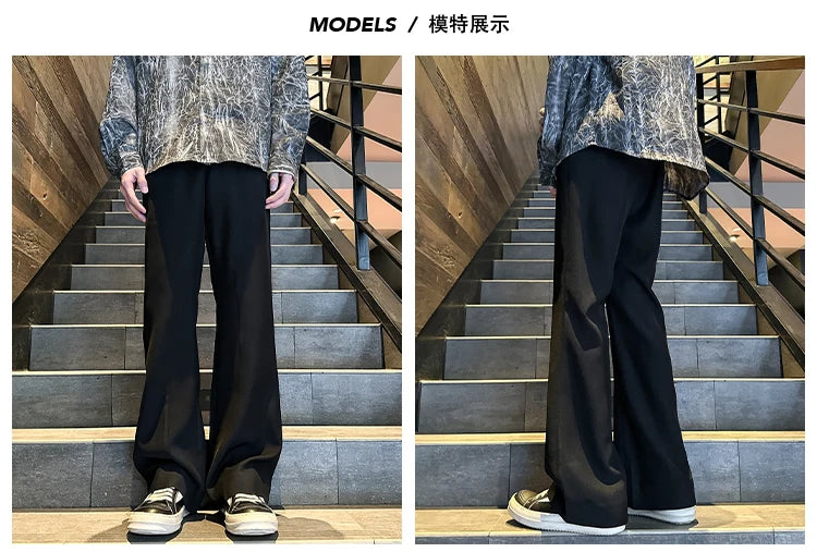 2025 mens four seasons new mid waist micro flared casual pants fashion trend leisure mens flared leg trousers korean pants men unique default style 1301