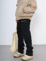 back zipper open cargo denim pants casual biker jeans fashion streetwear trousers hip hop flare pants joggers y2k men s jeans urban active pants
