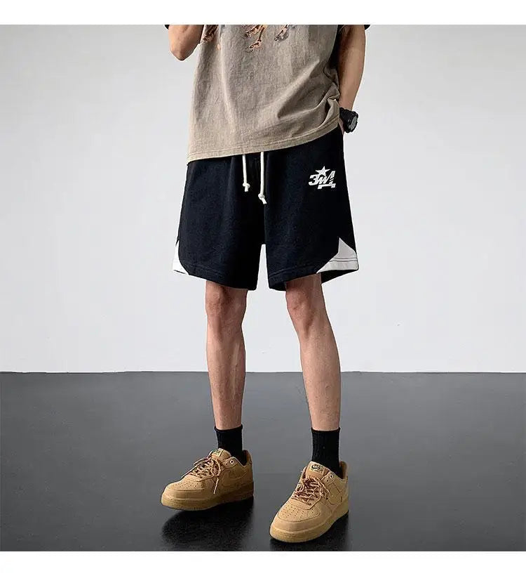Korean fake two-piece sports basketball shorts men summer American fashion
