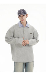 Anime Barcode glitch – Splice Stripe Collar Polo Shirts Men Streetwear Fashion Hip