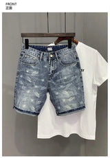 22 year denim shorts mens summer korean style printed korean style casual pants unique jeans style 1967