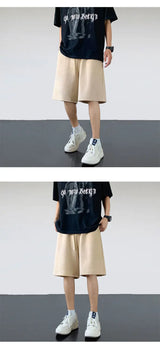 korean sports shorts men new summer hot style loose casual waffle five point pants teenagers solid color versatile niche pants unique shorts style 2125
