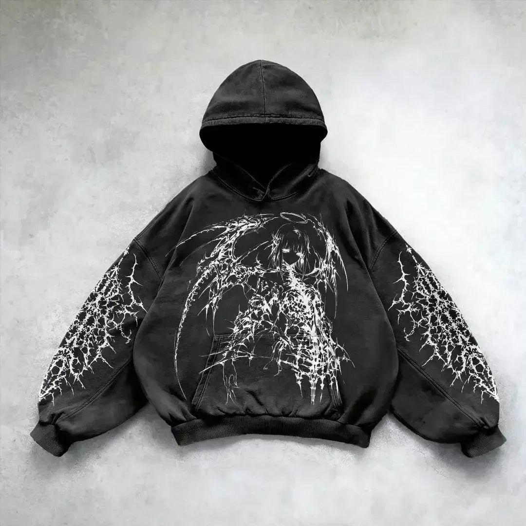 Oversized Sweatshirt Shining Angel Hoodies Women Goth New Couples Goth