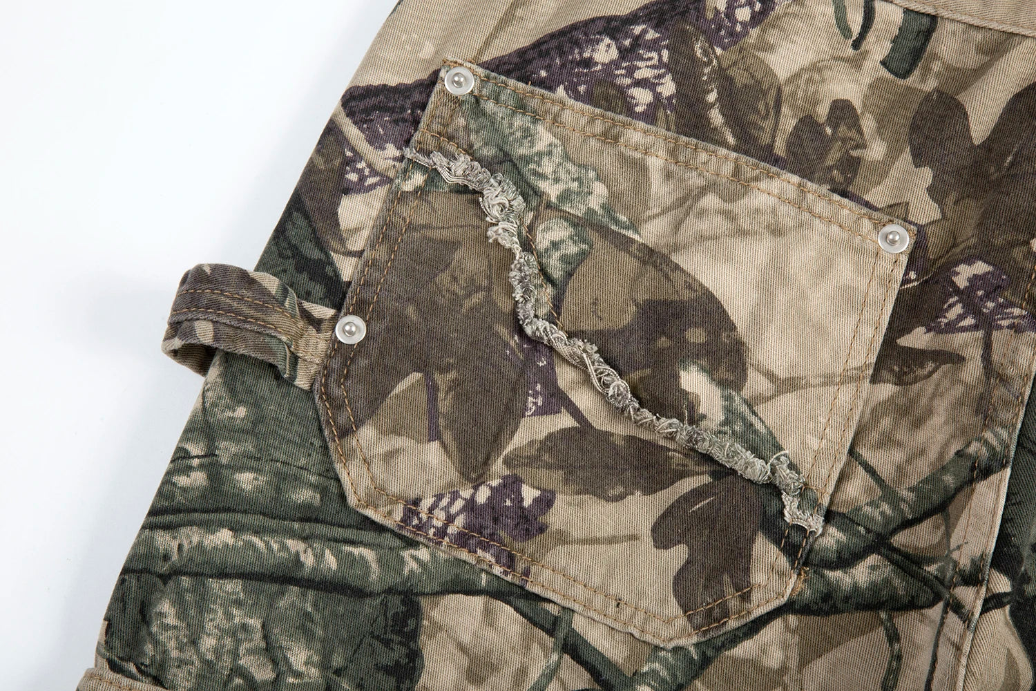 high street leaf camouflage logging pants for men straight patchwork baggy jeans cargos y2k pantalones hombre oversized trousers unique cargo style 1189