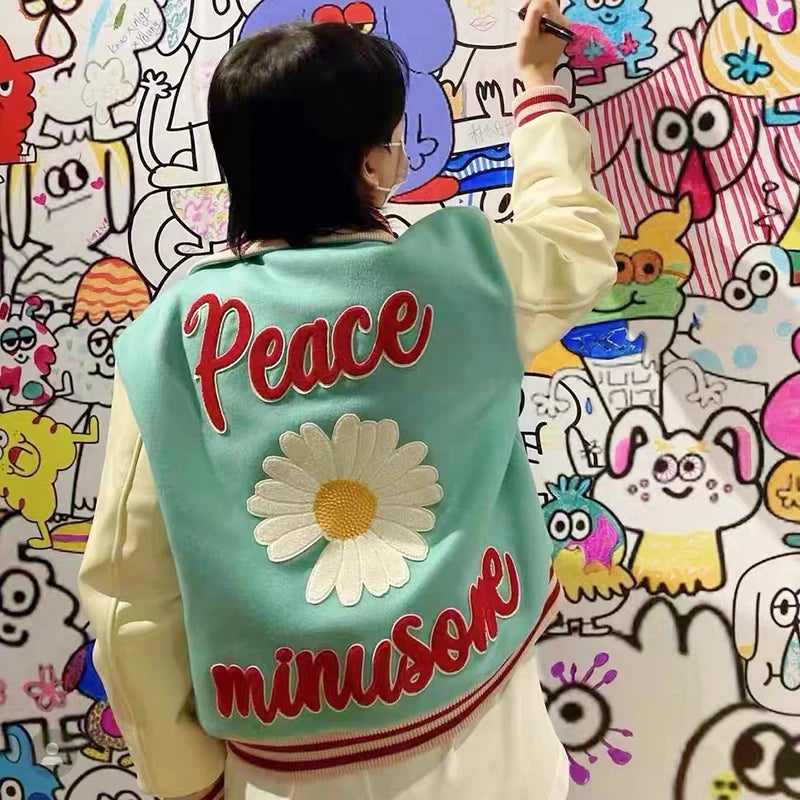 urban material everyday hip unisex essential oversized image print - hop style graphic quality high design fit premium japanese-retro-letter-and-daisy-embroidery-contrast-color-thick-woolen-jacket-for-men-and-women-streetwear-casual-winter-coat wear fashion ac49fb streetwear casual style streetwear design ID 26d29