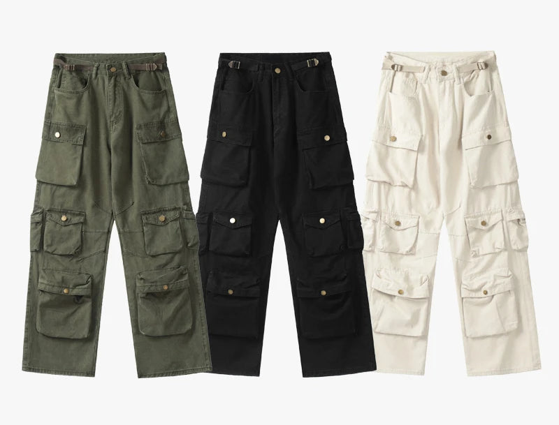 unisex hip hop pants retro cargo pant streetwear multi pockets zipper harajuku joggers new casual loose straight baggy trousers unique joggers style 2079