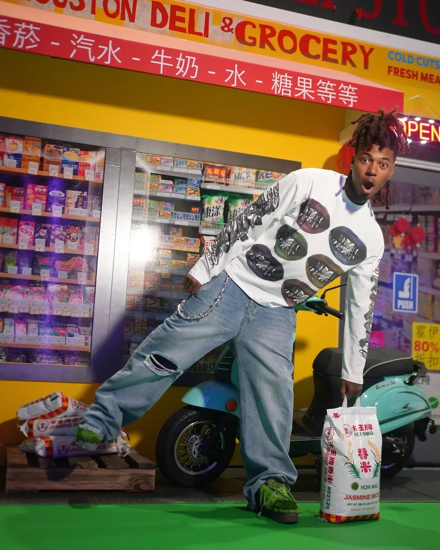 Oversized Vapor Tee – Static Emoji Glitch Graphic Aesthetic