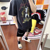 Retro Vintage Metal Rock Band T-Shirt Portrait High-Street Washed Distressed Cotton Tops T-Shirt For Summer