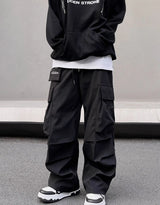 fashion loose streetwear cargo pant unisex casual multi pocket wide legs drewstring trousers hip hop joggers mens baggy pants unique joggers style 5070