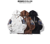 Spring Autumn New Mens Hoodies Embroidered Patterns Loose Fashion Kore