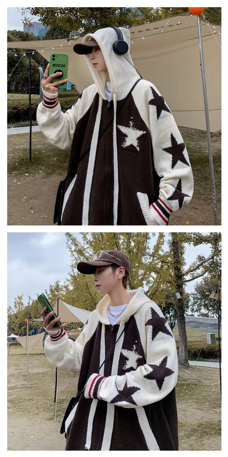 varsity flame knitwear, statement sweater, cozy knitwear for men, oversized grunge aesthetic winter top