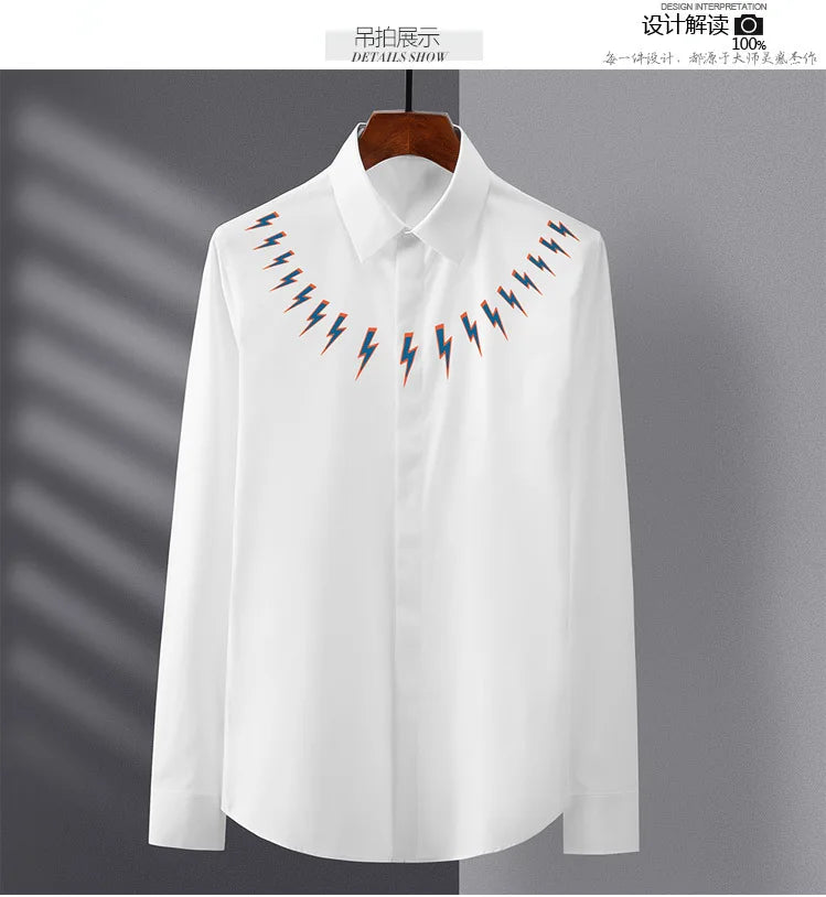 New 2022 Men Classic NEIL BARRETT thunderbolt Fashion Cotton Casual Shirts Shirt high quality Pocket Short sleeves S 2XL #A686