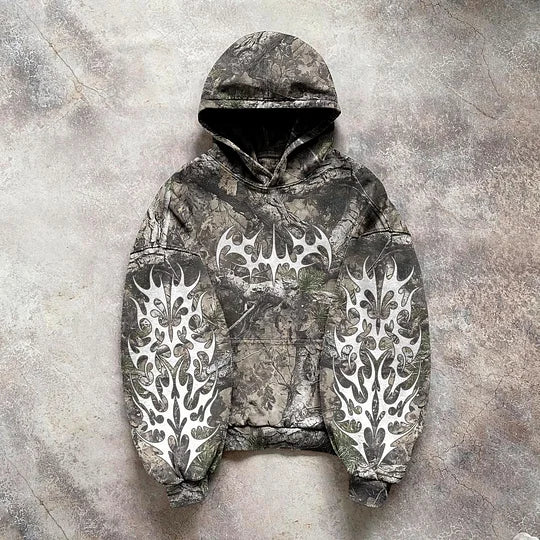 American Fashion Trend Joker Fleece Padded Zipper Hoodie Men Street Y2
