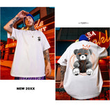 Anime Oversized shirt – American Street Bear Printed Men T Shirt Summer Crewneck