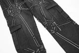 punk belt denim jeans pants women harajuku streetwear side pocket cotton men unisex casual baggy joggers straight pants trousers unique joggers style 4378