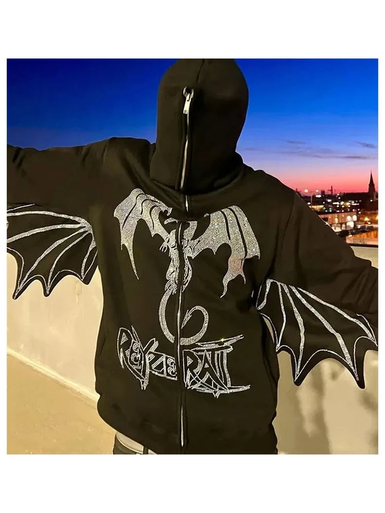 Hip Hop Loose Jacket Interesting Dragon Bat Sleeve Retro Tops Retro St