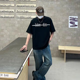Skatercore Melting smiley – American Retro Dropped Shoulder Loose Short Sleeved T Shirt
