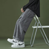 2023 autumn and winter new casual jeans men loose straight wide leg pants fashion trousers boutique clothing simple style unique jeans style 3648