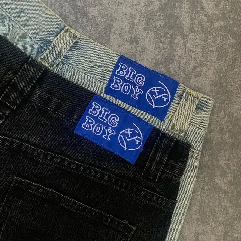 big boy denim y2k embroidery golf trap wang jeans men women streetwear baggy jeans pants leisure simple straight cargo trousers combat utility trousers