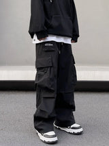fashion loose streetwear cargo pant unisex casual multi pocket wide legs drewstring trousers hip hop joggers mens baggy pants urban active pants