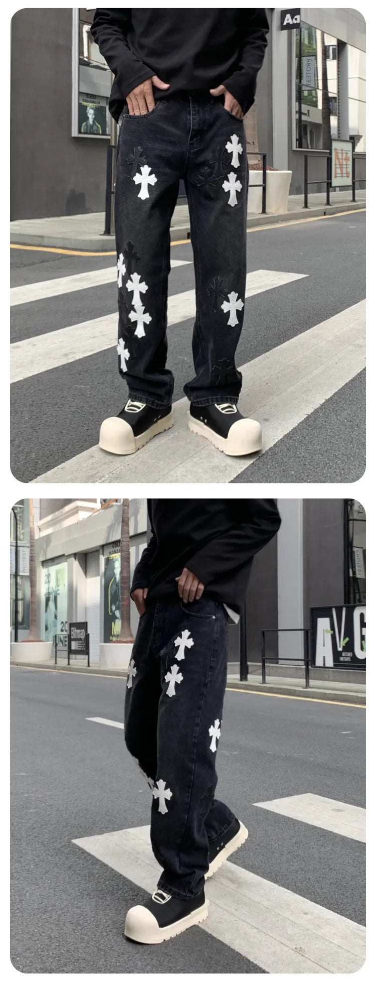 men embroidery streetwear brand fashion hip hop loose casual straight motorcycle denim jeans pant cityboy y2k jeans trousers unique jeans style 2493