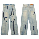 irregular graffiti prtinted denim jean pants casual distressed washed biker jeans hip hop streetwear y2k mens straight joggers unique joggers style 4859
