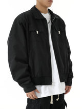 mens soild color jacket and coat casual zipper bomber jackets with pocket high street cargo outerwear short homme men clothin - variant style c3b88a for streetwear fashion