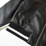 Spring And Autumn Men's Leather Jacket Coat American Baseball Suit Stitching Leather Jacket