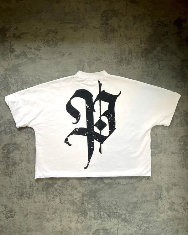 American new retro high street crewneck short-sleeved men Y2k anime letter print trend T-shirt Goth Harajuku personality shirt