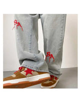 2023 summer new fashion retro embroidery jeans loose straight leg pants versatile wide leg pants boutique clothing simple style unique jeans style 3951