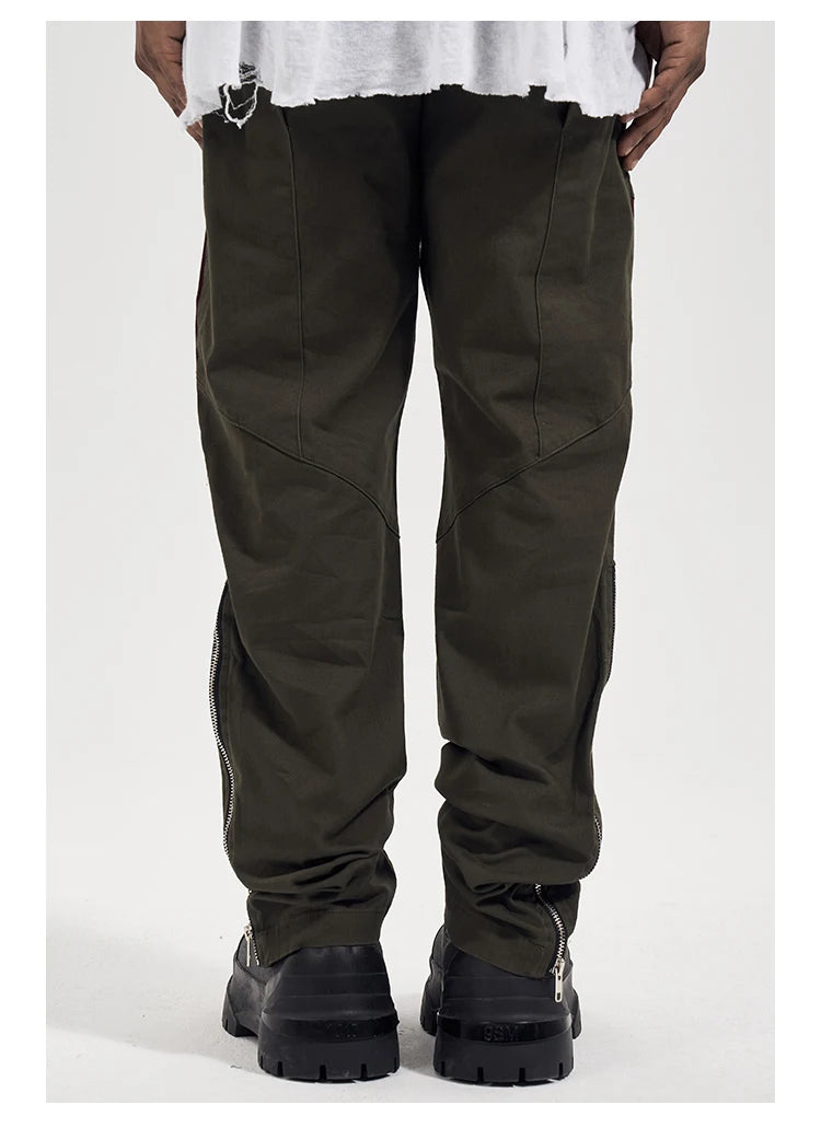 hip hop pants retro cargo straight pants mens patchwork side zipper harajuku streetwear joggers men casual loose cotton trousers unique joggers style 1913