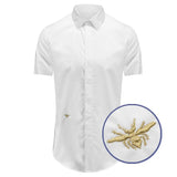 New 2021 luxury Men Classic Embroidered bee spide Fashion Cotton Casual Shirts Shirt high quality Pocket Short sleeves A50